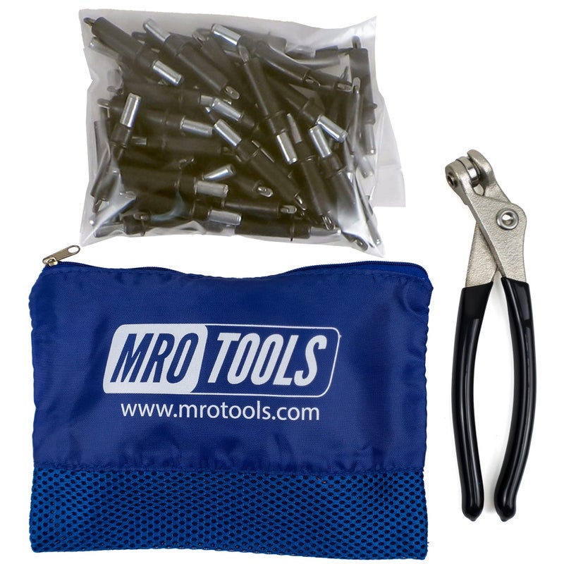 MRO Tools Cleco Fasteners 50 5/32 مثبتات صفائح معدنية Cleco + كماشة Cleco مع حقيبة حمل (K1S50-5/32) - Image 1
